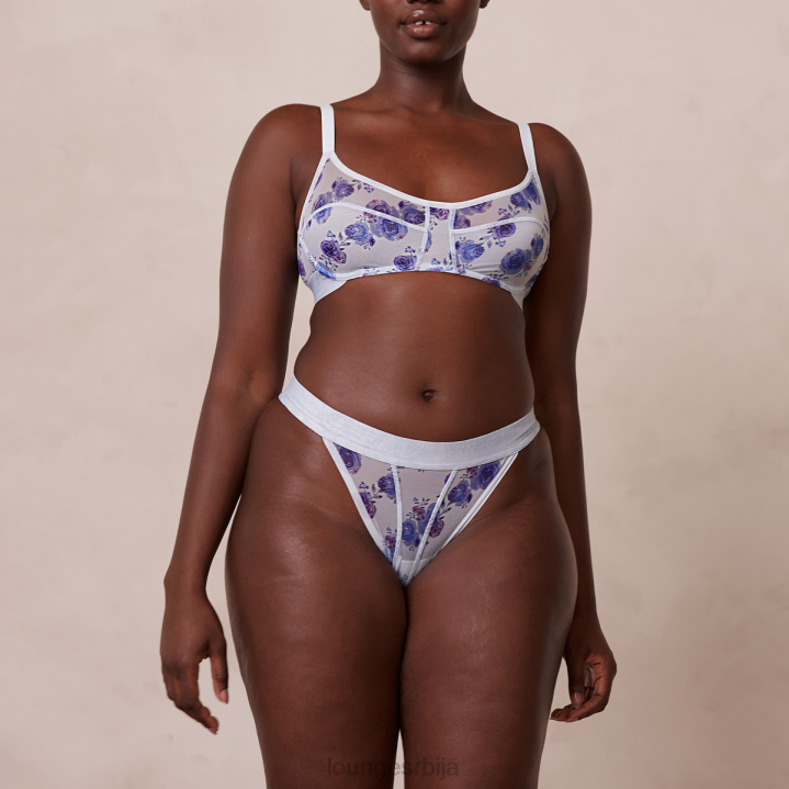 сет грудњака и танги са цветним мрежама Жене Lounge Доњи веш JPFL85 Плави