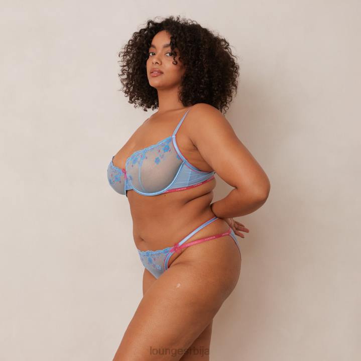 Балкон грудњак и тангице/гаћице са везеним цветовима Жене Lounge Доњи веш JPFL94 Плави