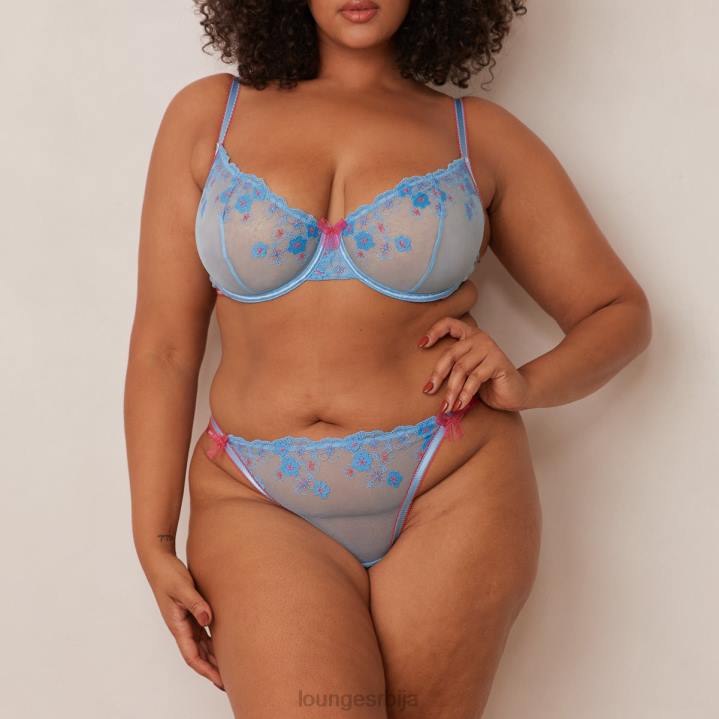 Балкон грудњак и тангице/гаћице са везеним цветовима Жене Lounge Доњи веш JPFL94 Плави