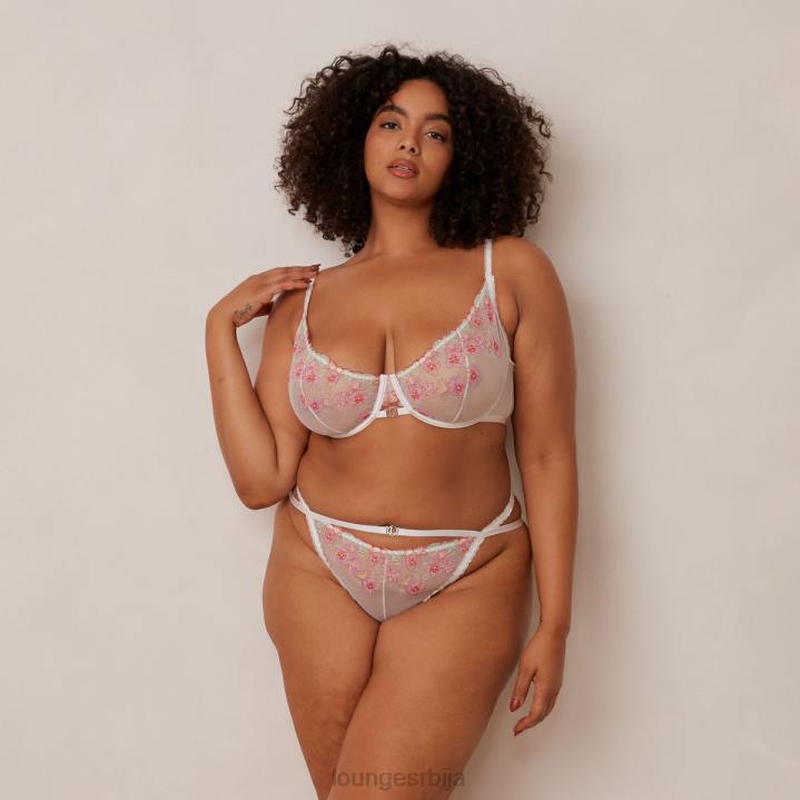 елегантни извезени балконски грудњак и гаћице/гаћице Жене Lounge Доњи веш JPFL95 бео