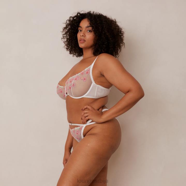 елегантни извезени балконски грудњак и гаћице/гаћице Жене Lounge Доњи веш JPFL95 бео