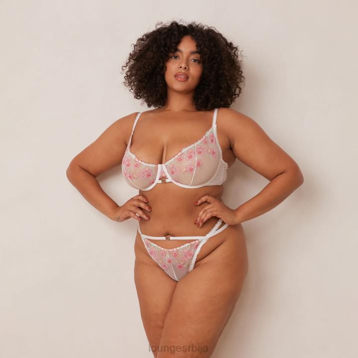 елегантни извезени балконски грудњак и гаћице/гаћице Жене Lounge Доњи веш JPFL95 бео