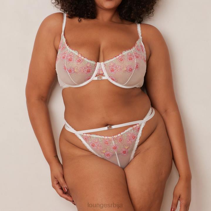 елегантни извезени балконски грудњак и гаћице/гаћице Жене Lounge Доњи веш JPFL95 бео