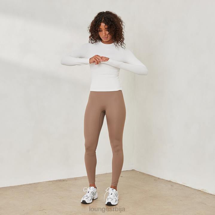 основни ребрасти горњи део дугих рукава Жене Lounge Одећа JPFL840 бело