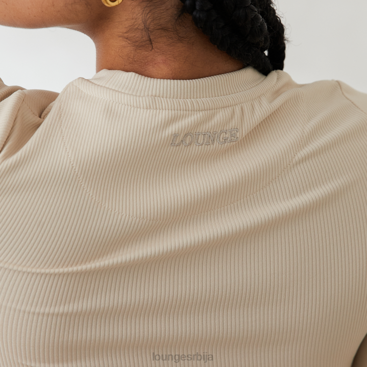 основни ребрасти горњи део дугих рукава Жене Lounge Одећа JPFL842 крем