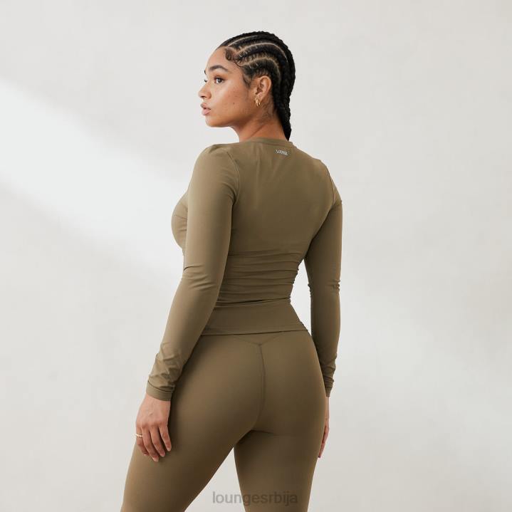 основни горњи део са рајсфершлусом са дугим рукавима Жене Lounge Одећа JPFL851 маслина