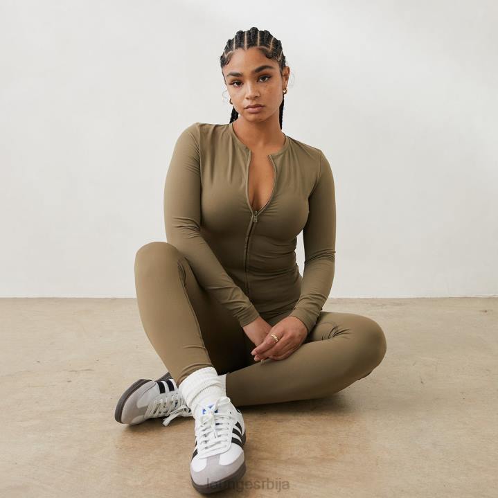 основни горњи део са рајсфершлусом са дугим рукавима Жене Lounge Одећа JPFL851 маслина
