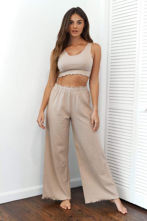 пиџама панталоне са воланима Жене Lounge Одећа JPFL942 минк