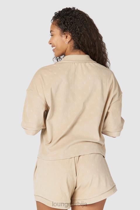 луксузна рељефна пиџама кошуља Жене Lounge Одећа JPFL955 минк