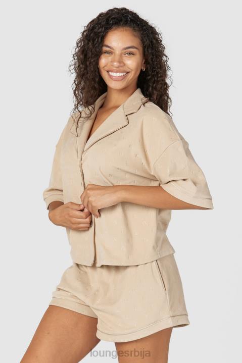 луксузна рељефна пиџама кошуља Жене Lounge Одећа JPFL955 минк