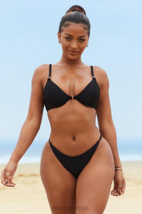 Њујорк бикини гаћице са текстуром Жене Lounge купаћи костими JPFL983 црн