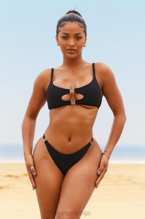 цали текстурирани бикини горњи део Жене Lounge купаћи костими JPFL990 црн